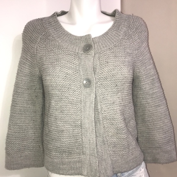 Jacob Light Grey Ribbed ThickKnit Cropped Cardigan - Picture 3 of 10